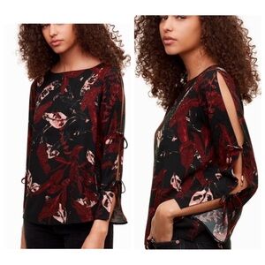 XXS Wilfred Pozzi Tie Sleeve Blouse Fall Floral Print